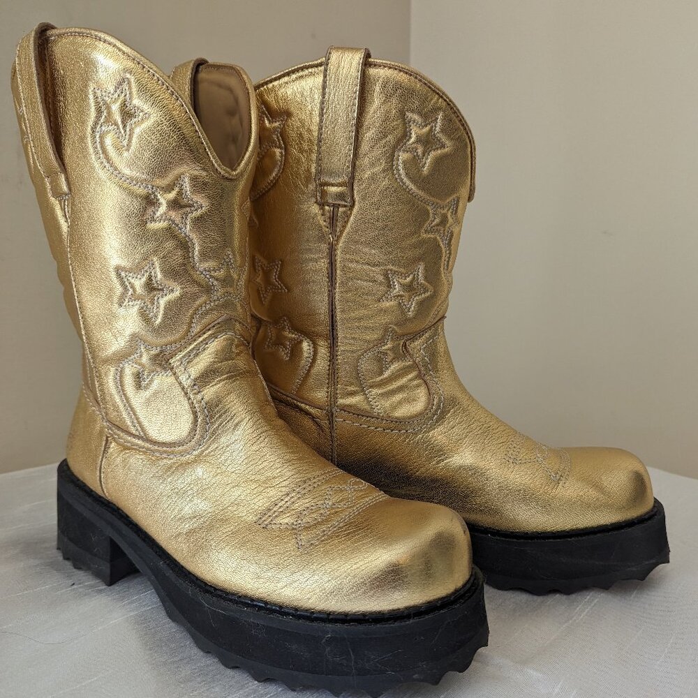 Fluevog Gold Cowboy boot size 10.5